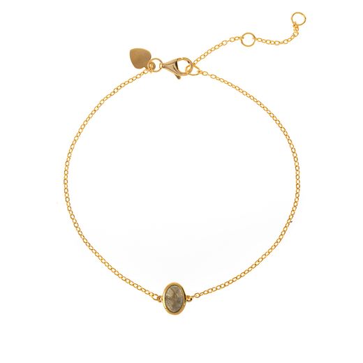 Pulsera Plata Dorada Mujer PUM0002DOLA Piedra Mineral Labradorita