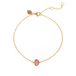 Pulsera Plata Dorada Mujer PUM0002DORU Piedra Mineral Rubí