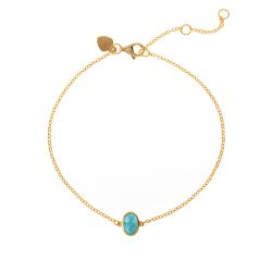 Pulsera Plata Dorada Mujer PUM0002DOTU Piedra Mineral Turquesa