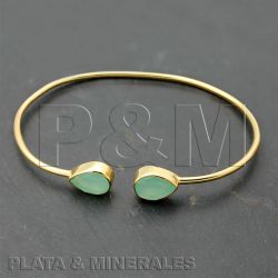 Pulsera Plata Dorada Mujer PUM0003DOCA Piedras Minerales Calcedonia