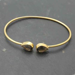 Pulsera Plata Dorada Mujer PUM0003DOCH Piedras Minerales Cuarzo Ahumado