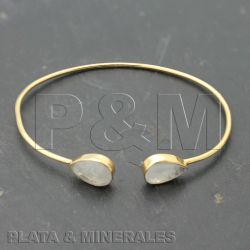 Pulsera Plata Dorada Mujer PUM0003DOPL Piedras Minerales Piedra Luna
