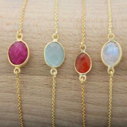 Pulsera Plata Dorada Mujer PUM0005DOTU Piedras Minerales Turquesa