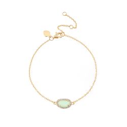 Pulsera Plata Dorada Mujer PUM0008DOCA Piedras Minerales Calcedonia