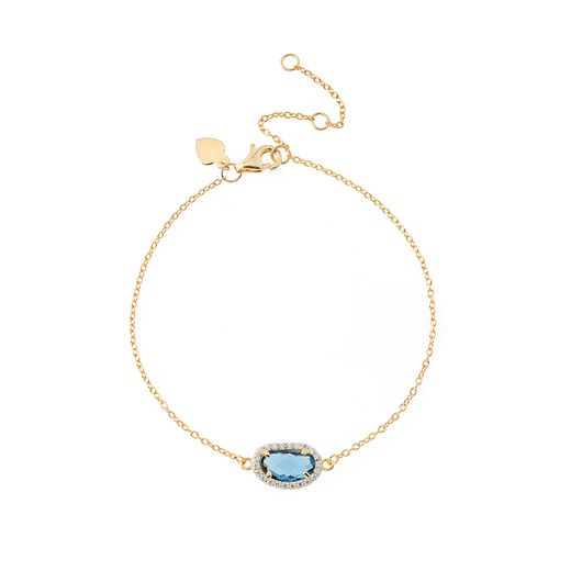 Pulsera Plata Dorada Mujer PUM0008DOGB Piedras Minerales Glass Blue
