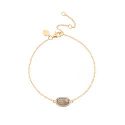 Pulsera Plata Dorada Mujer PUM0008DOLA Piedras Minerales Labradorita