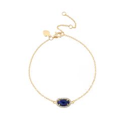 Pulsera Plata Dorada Mujer PUM0008DOLP Piedras Minerales Lapislázuli