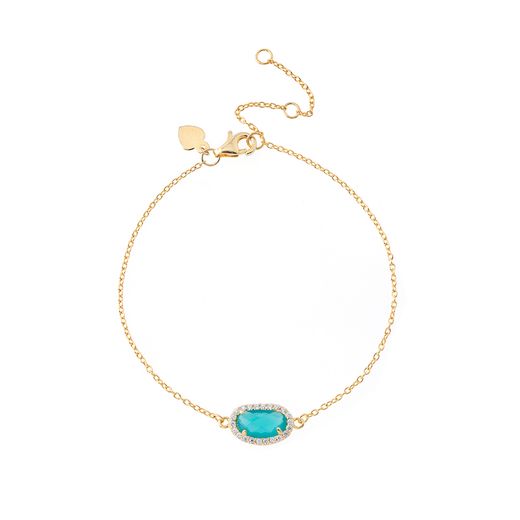 Pulsera Plata Dorada Mujer PUM0008DOOV Piedras Minerales Onix Verde