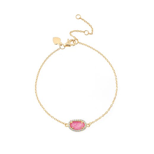 Pulsera Plata Dorada Mujer PUM0008DORU Piedras Minerales Rubí