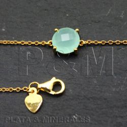 Pulsera Plata Dorada Mujer PUM0011DOCA Piedras Minerales Calcedonia