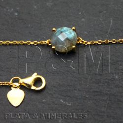 Pulsera Plata Dorada Mujer PUM0011DOLA Piedras Minerales Labradorita