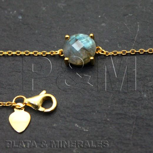 Pulsera Plata Dorada Mujer PUM0011DOLA Piedras Minerales Labradorita