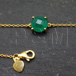 Pulsera Plata Dorada Mujer PUM0011DOOV Piedras Minerales Onix Verde
