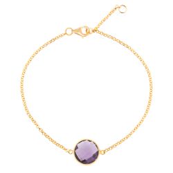 Pulsera Plata Dorada Mujer PUM0012DOAM Piedras Minerales Amatista