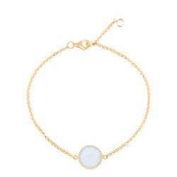 Pulsera Plata Dorada Mujer PUM0012DOCB Piedras Minerales Calcedonia Azul