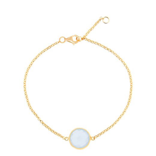 Pulsera Plata Dorada Mujer PUM0012DOCB Piedras Minerales Calcedonia Azul