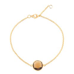 Pulsera Plata Dorada Mujer PUM0012DOCH Piedras Minerales Cuarzo Ahumado