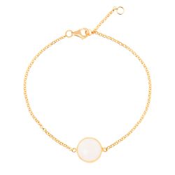 Pulsera Plata Dorada Mujer PUM0012DOCR Piedras Minerales Cuarzo Rosa