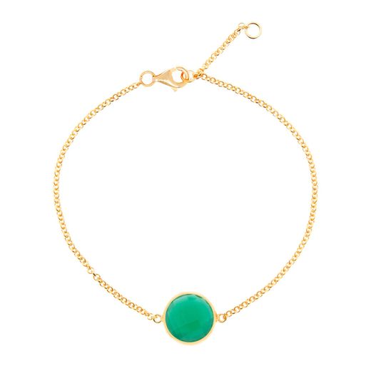 Pulsera Plata Dorada Mujer PUM0012DOOV Piedras Minerales Onix Verde