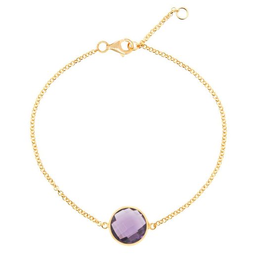 Pulsera Plata Dorada Mujer PUM0013DOAM Piedras Minerales Amatista