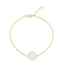 Pulsera Plata Dorada Mujer PUM0013DOCB Piedras Minerales Calcedonia Azul