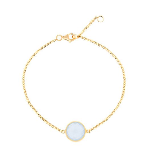 Pulsera Plata Dorada Mujer PUM0013DOCB Piedras Minerales Calcedonia Azul