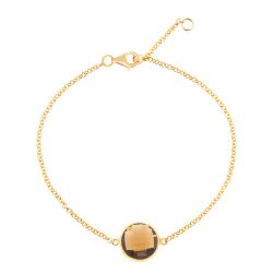 Pulsera Plata Dorada Mujer PUM0013DOCH Piedras Minerales Cuarzo Ahumado