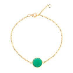 Pulsera Plata Dorada Mujer PUM0013DOOV Piedras Minerales Onix Verde