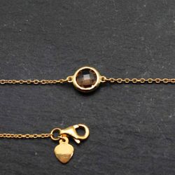 Pulsera Plata Dorada Mujer PUM0014DOCH Piedras Minerales Cuarzo Ahumado