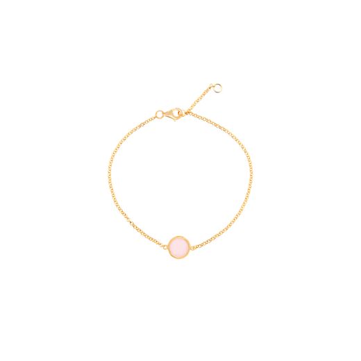 Pulsera Plata Dorada Mujer PUM0014DOCR Piedras Minerales Cuarzo Rosa