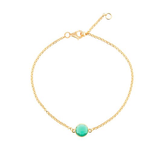 Pulsera Plata Dorada Mujer PUM0014DOOV Piedras Minerales Onix Verde
