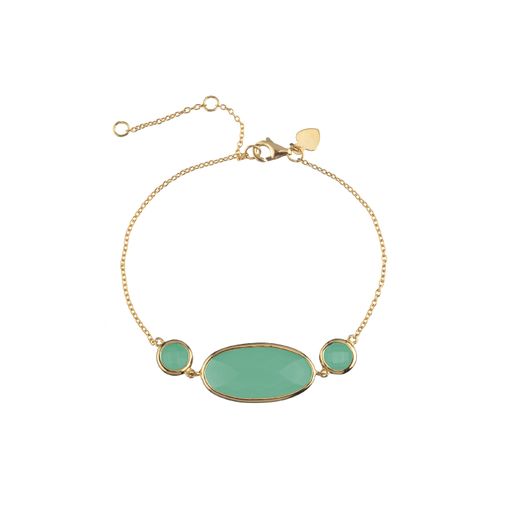 Pulsera Plata Dorada Mujer PUM0015DOCA Piedras Minerales Calcedonia
