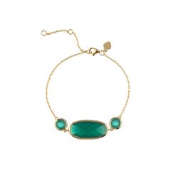 Pulsera Plata Dorada Mujer PUM0015DOOV Piedras Minerales Onix Verde