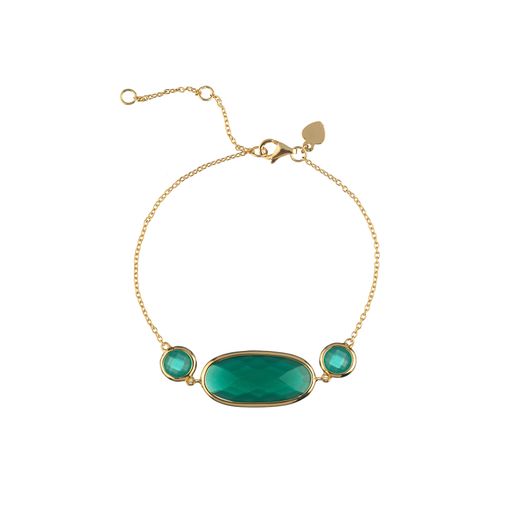 Pulsera Plata Dorada Mujer PUM0015DOOV Piedras Minerales Onix Verde