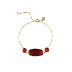 Pulsera Plata Dorada Mujer PUM0015DORU Piedras Minerales Rubí