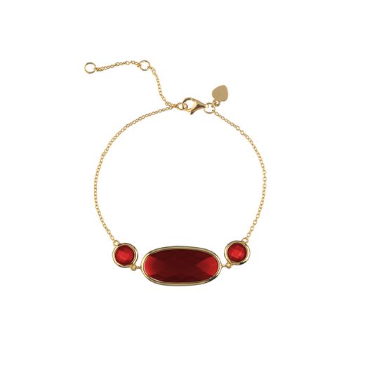 Pulsera Plata Dorada Mujer PUM0015DORU Piedras Minerales Rubí