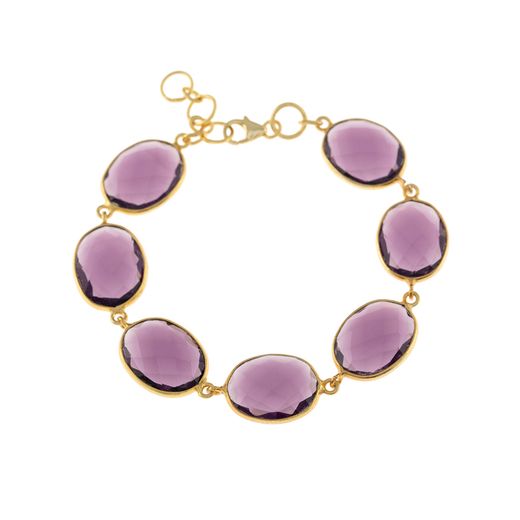 Pulsera Plata Dorada Mujer PUM0024DOAM Piedras Minerales Amatista