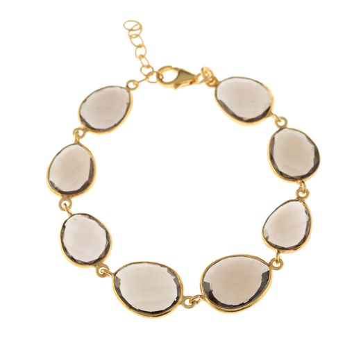Pulsera Plata Dorada Mujer PUM0024DOCH Piedras Minerales Cuarzo Ahumado