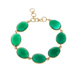 Pulsera Plata Dorada Mujer PUM0024DOOV Piedras Minerales Onix Verde
