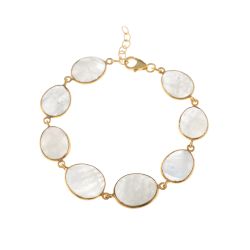 Pulsera Plata Dorada Mujer PUM0024DOPL Piedras Minerales Piedra Luna