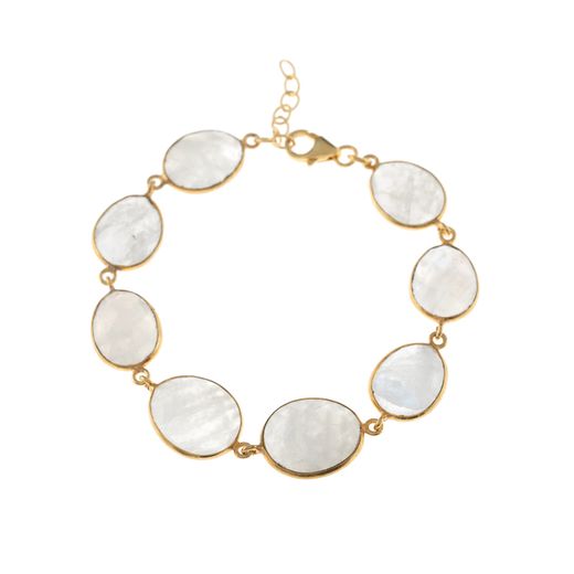 Pulsera Plata Dorada Mujer PUM0024DOPL Piedras Minerales Piedra Luna