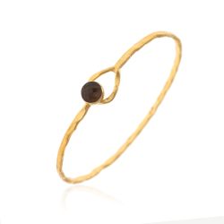 Pulsera Plata Dorada Mujer PUM0025DOCH Piedras Minerales Cuarzo Ahumado