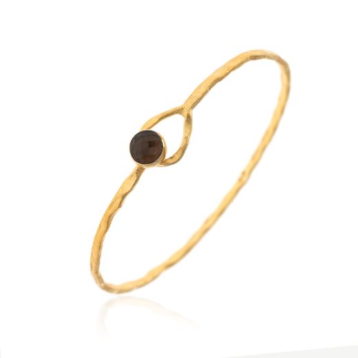 Pulsera Plata Dorada Mujer PUM0025DOCH Piedras Minerales Cuarzo Ahumado