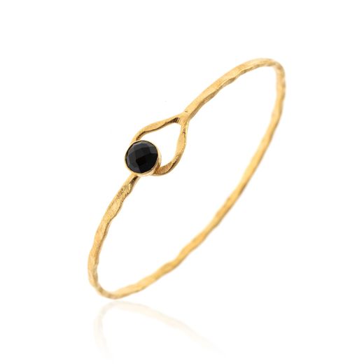 Pulsera Plata Dorada Mujer PUM0025DOOX Piedras Minerales Onix Negro