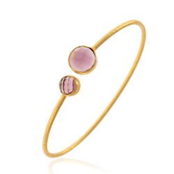 Pulsera Plata Dorada Mujer PUM0028DOAM Piedras Minerales Amazonita