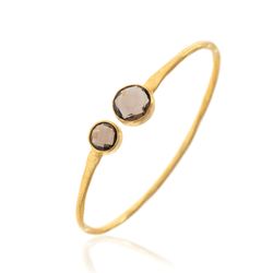 Pulsera Plata Dorada Mujer PUM0028DOCH Piedras Minerales Cuarzo Ahumado