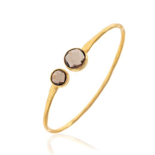 Pulsera Plata Dorada Mujer PUM0028DOCH Piedras Minerales Cuarzo Ahumado