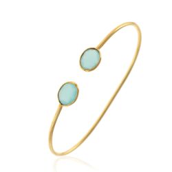 Pulsera Plata Dorada Mujer PUM0029DOCA Piedras Minerales Calcedonia