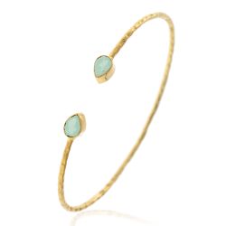 Pulsera Plata Dorada Mujer PUM0031DOCA Piedras Minerales Calcedonia