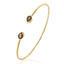 Pulsera Plata Dorada Mujer PUM0031DOCH Piedras Minerales Cuarzo Ahumado